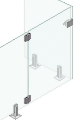 Loquet 90° vers extérieur (verre-à-verre)