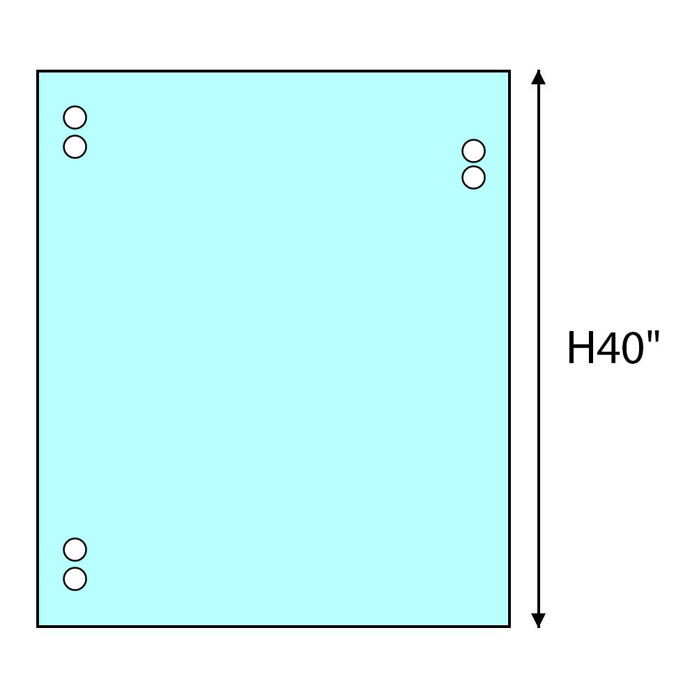 Panneau de porte en verre trempé 10 mm — Hauteur 40"