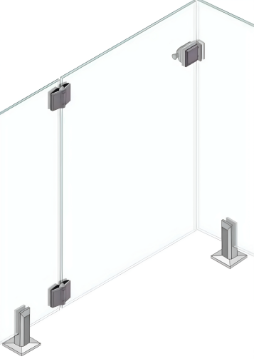 Loquet 90° vers intérieur (verre-à-verre)